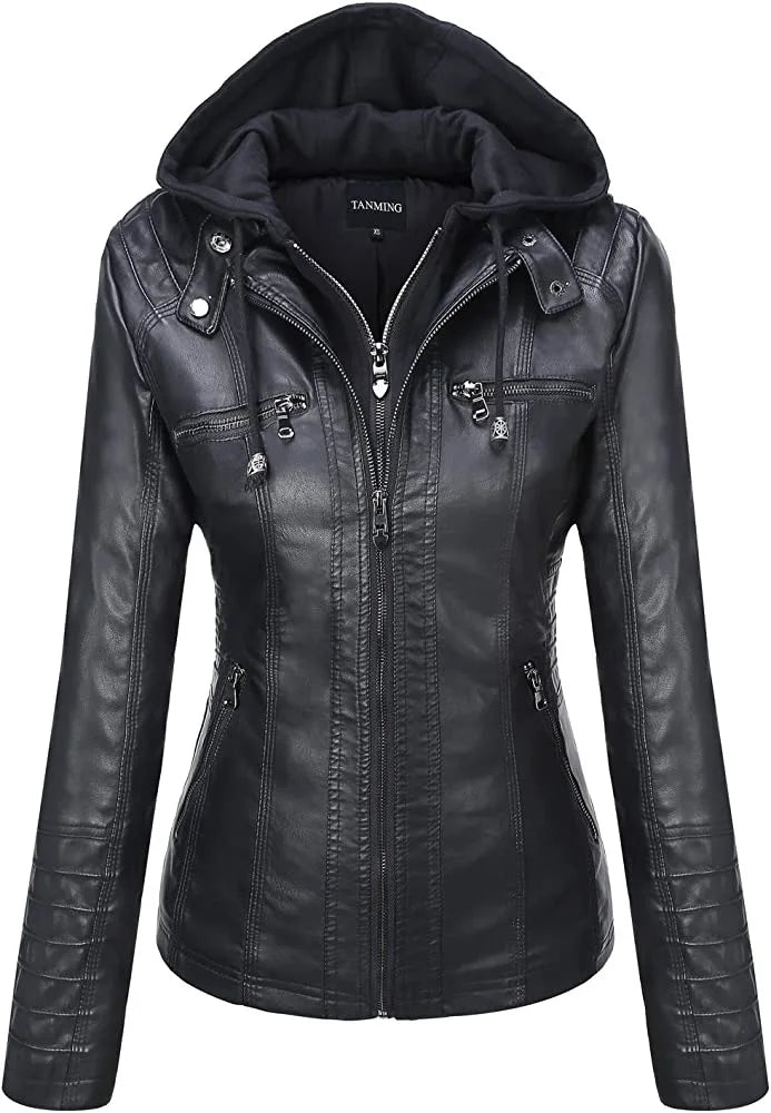 AMARA | HOODED LEATHER JACKET